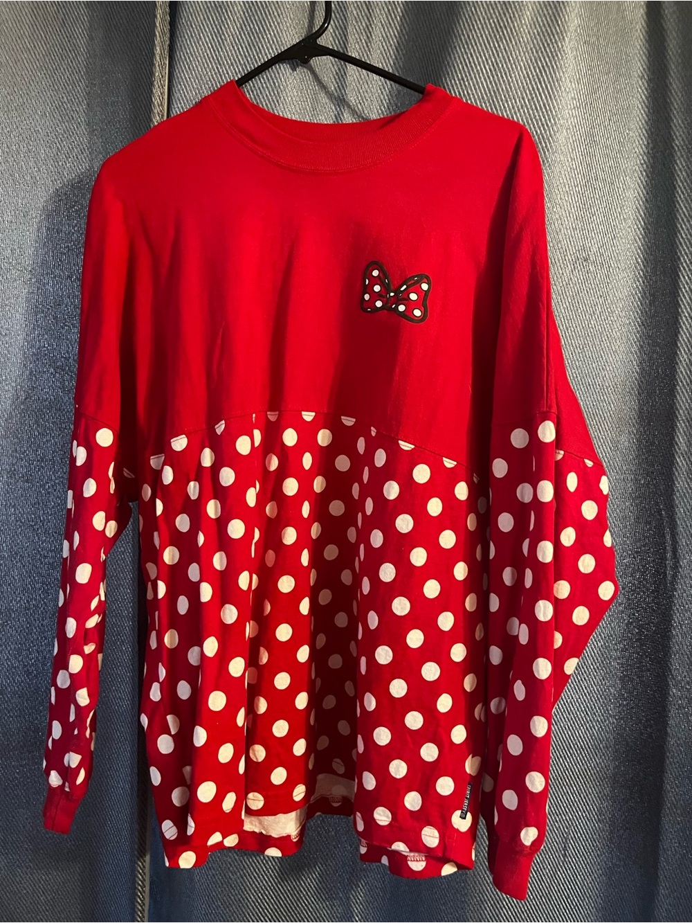Disney Minnie Mouse Red Polka Dot Long Sleeve Top with Bow Patch